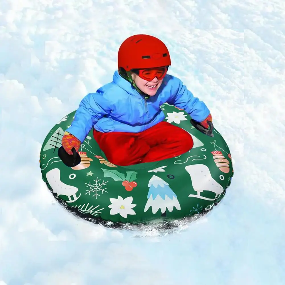 120CM Christmas Style Snow Tube PVC Inflatable Good Sealing Ski Ring Wear-resistant Underside Sledding Tube Unisex Ski Supplies