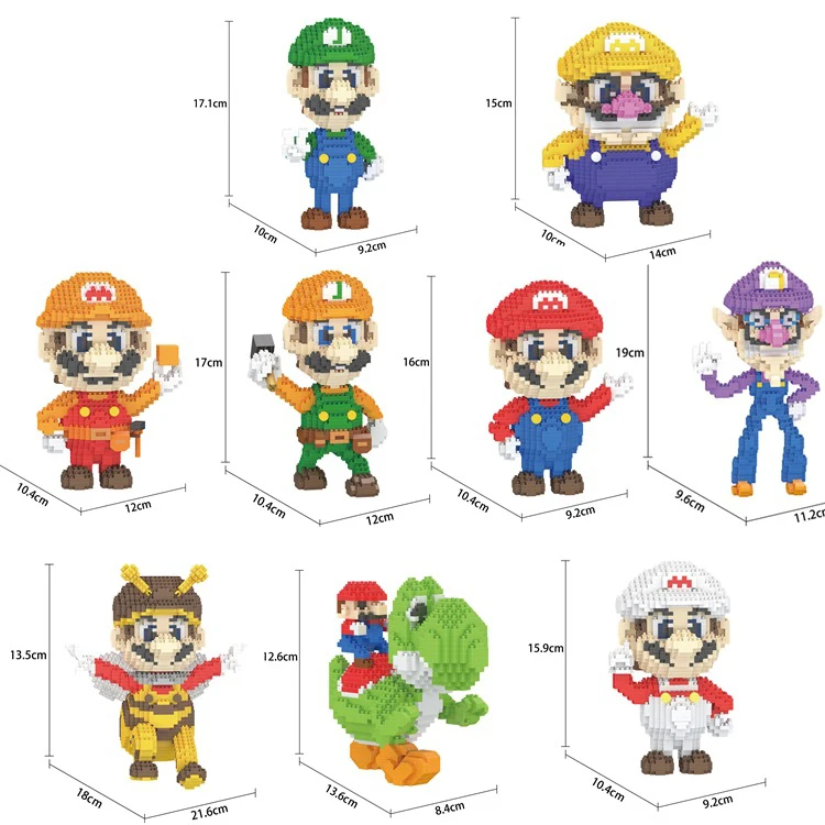 

Classic game super mario bros figure micro diamond block bee Wario Yoshi Waluigi Luigi nintendoes nanobricks toys building brick