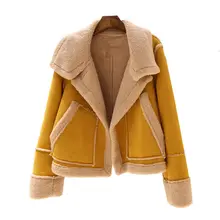 Женское базовое осеннее шерстяное пальто из искусственного меха, женское винтажное пальто из оленьей кожи из искусственного кроличьего меха, пальто-парка, куртка, уличная одежда, женские топы