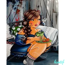 DIY, полная квадратная, алмазная вышивка, тучная женщина фото на заказ, алмазная живопись, вышивка крестом, 3D, Алмазная мозаика, Декор 5