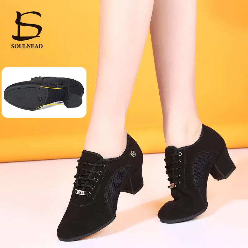 Latin Dance Shoes Woman Salsa Ballroom Dancing Shoes Women Practice Dance Shoes Middle Heel Ladies Modern Jazz Dance Sneakers swdzm children dance shoes for girls ballroom women latin shoes ladies modern tango dancing practice shoes salsa sandals 3 5cm