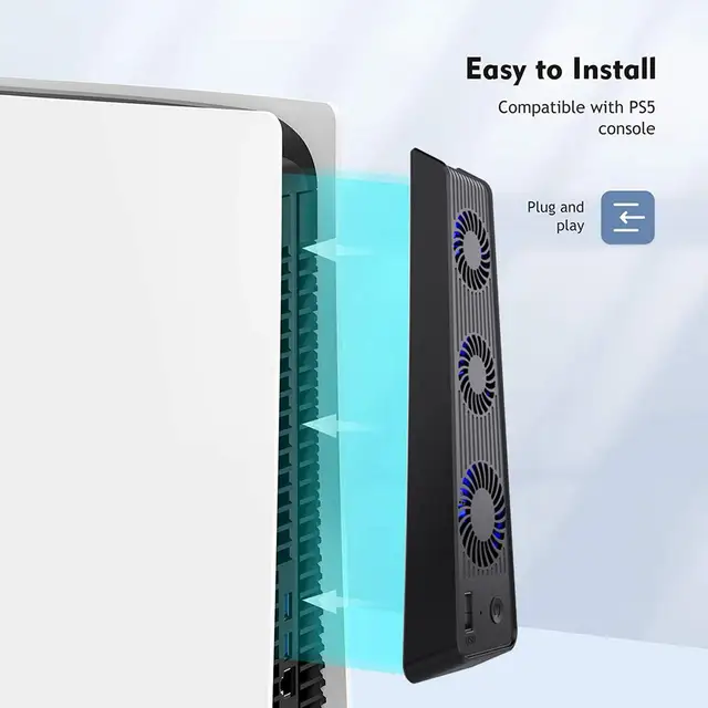 Ventilador de refrigeración silencioso mejorado para PS5, luz LED,  concentradores USB 3,0 para disco de Playstation 5 y accesorios de consola  de edición Digital - AliExpress