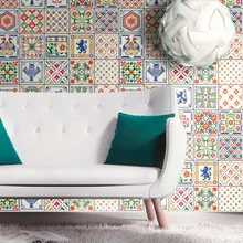 Теплая цветная самоклеящаяся плитка с марокканским узором Настенная Наклейка ПВХ маслостойкая водонепроницаемая для дома гостиная обои для спальни кухни