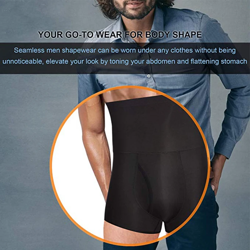 Men's Tummy Control Shapewear Shorts High Waist Slimming Anti-Curling  Underwear Body Shaper Panties Seamless Boxer Brief Corset - AliExpress