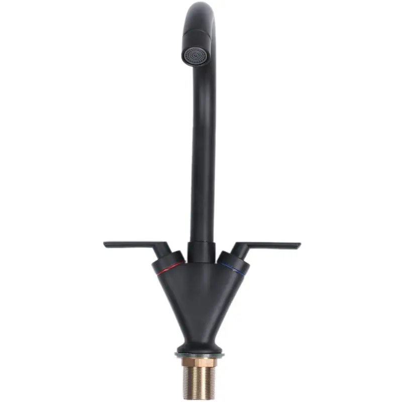 

Grilled paint Kitchen Faucet Sink Tap Dual-Lever Swivel Spout Rotating Nozzle(Black)
