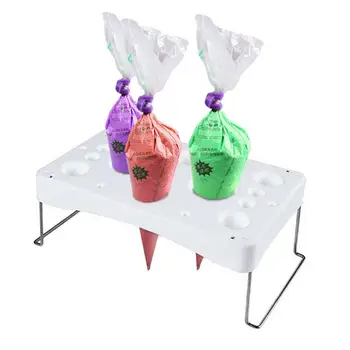 

Plastic Decorating Bag Durable Rectangle Cake Fondant Stand Baking Cake Tools Cream Holder I7U2