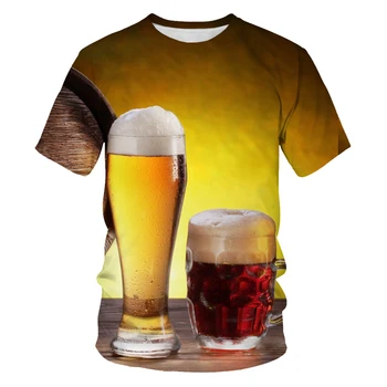 

2020 novelty 3D T-shirt men's beer printed hip hop round neck short sleeve men and women T-shirt T-shirt top wholesale