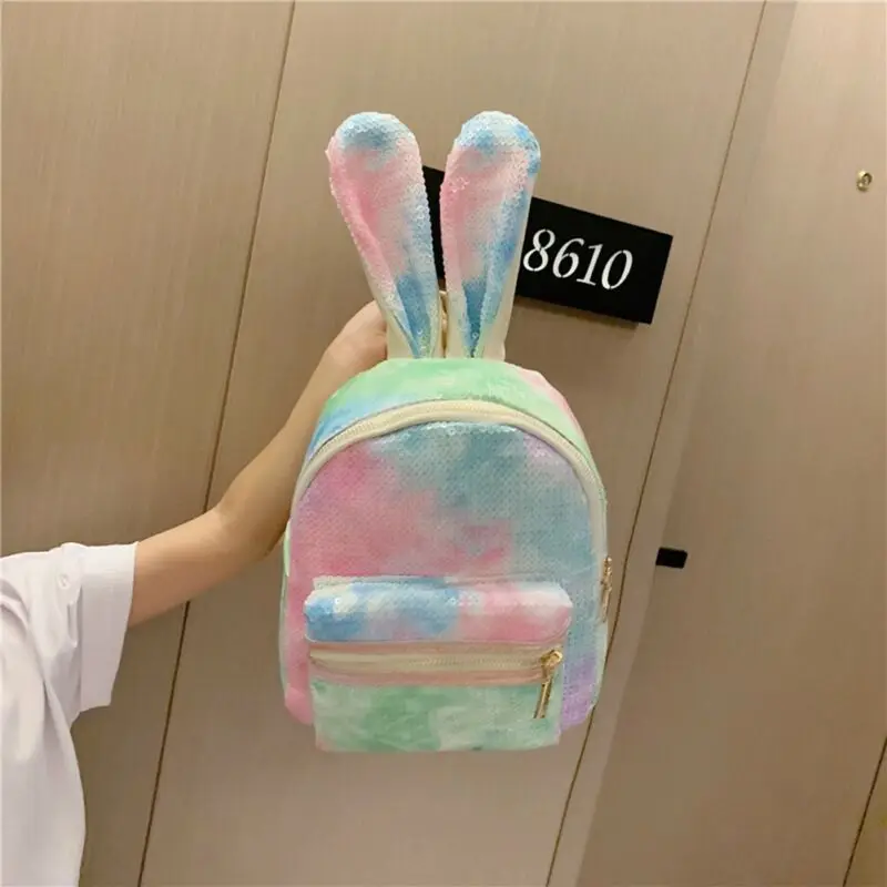 

2019 Lovely Rabbit Ear Children Backpack Fashion High Quality Sequin Backpacks For Girl Kids School Leather Shoulder Bag Bagpack