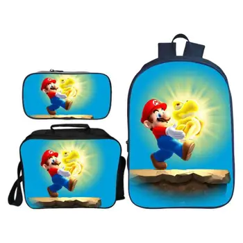 

3Pcs/Set Anime Super Mario School Bags For Boys Girls Fashion Cartoon Children Shoulder Backpack Kids Mochilas Set Gifts