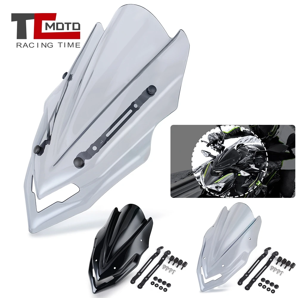 

For Kawasaki Z900 2017-2019 Z 900 Motorcycle Accessories Windscreen Windshield Front Wind Screen Shield With Bracket Mounts