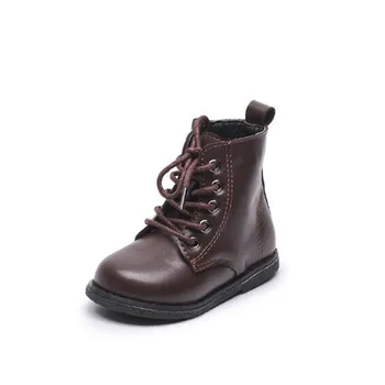 

Children's Martin Boots 2020 Fashion British Style Side Zipper Non-slip PU Leather Ankle Botas Shoe