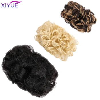 

XIYUE 1 Pieces Comb Clip In Curly Synthetic Hair Pieces Chignon Rubber Band Cover Hairpiece Extension Hair Bun