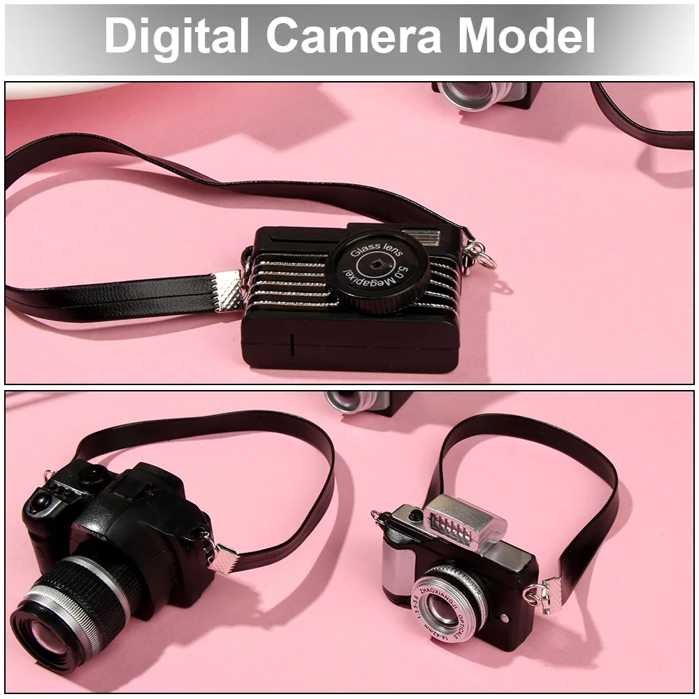 Doll Accessories Plush Doll Accessories 1:12 Scale Miniature Dolls Camera With Black Belt Mini SLR