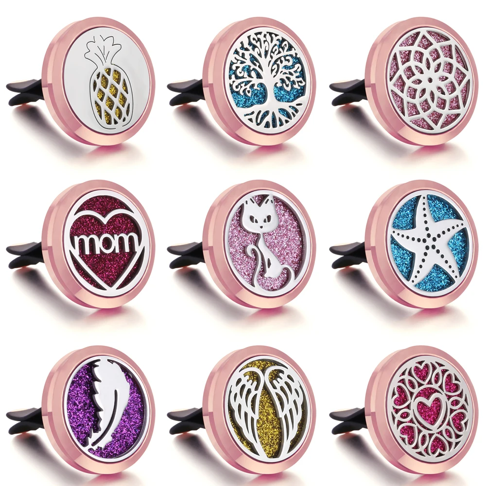 2019 New Aromatherapy Locket Rose Gold Tree of Life Stainless Steel Vent Freshener Car Essential Oil Diffuser Air | Украшения и