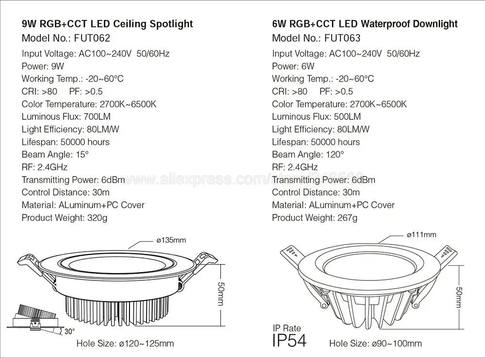 Miboxer-lâmpada led de teto fut065, 18w, rgb