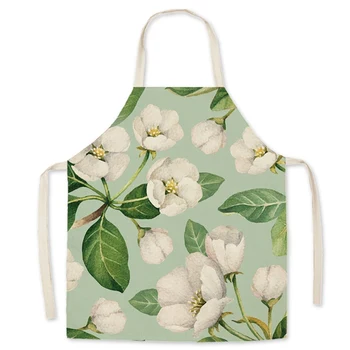 

Women Men Green Leaf Cotton Linen Aprons for Kitchen Cooking Bib Home Cooking Baking Cleaning Apron
