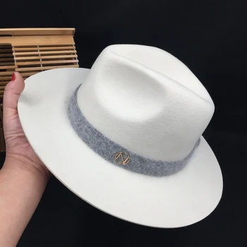

New winter wool Fedora Sir Hat in Europe and the British joker M cap female fashion man handsome wide-brim hats