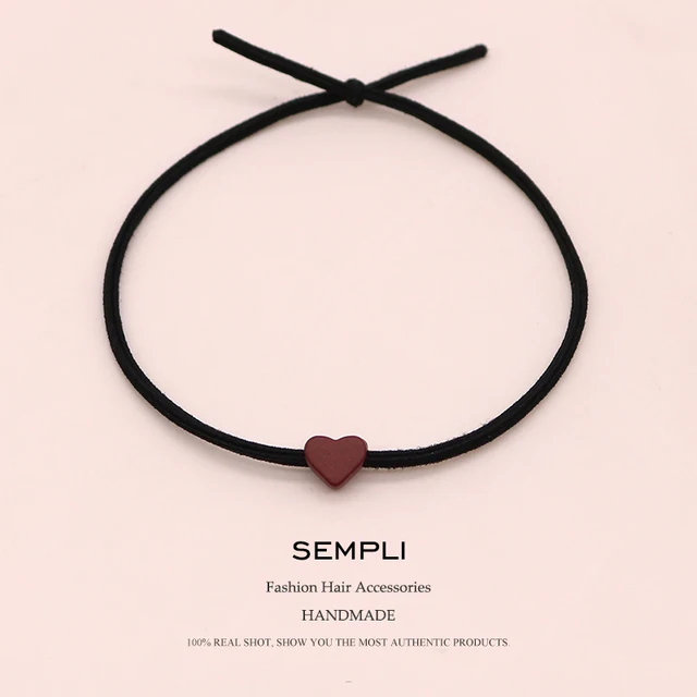 Small Love Black Popular Solid Elastic Hair Bands Wine red Headband Women Rubber Band Lady Letters Hair Accessories Scrunchie 1 Pieces