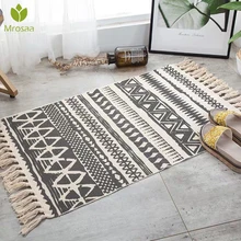 Хит, ретро, богемный, ручной, тканый, хлопок, лен, ковер, прикроватный, геометрический, напольный коврик, для гостиной, спальни, ковер, домашний декор