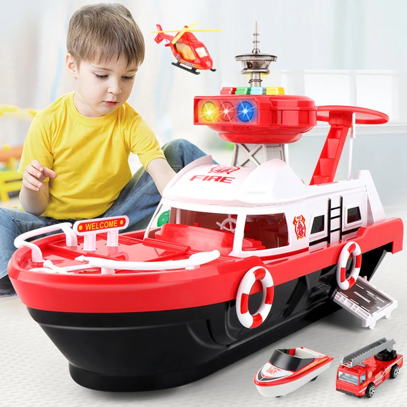 Игрушечная лодка QWZ с инерционной дорожкой игрушечные машинки музыкальной