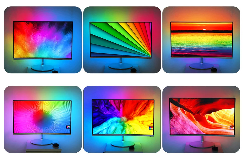 Ambilight ТВ Светодиодная лента подсветка цифровая лента Набор USB адаптер питание RGB Полноцветный сменный ПК ТВ фоновое освещение 1 м~ 5 м