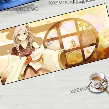 

XGZ Anime Large Mouse Pad Black Lock Edge Cute Girl Computer Desk Mat Kimono Princess Non-slip Coaster Fabric 900x400mm