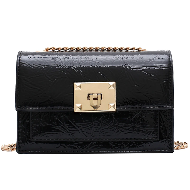 

191218 iVog New Arrival Everyday Ladies Small Crossbody Messenger Handbag PU Chain Fashion Black Hand Bags for Women 2019