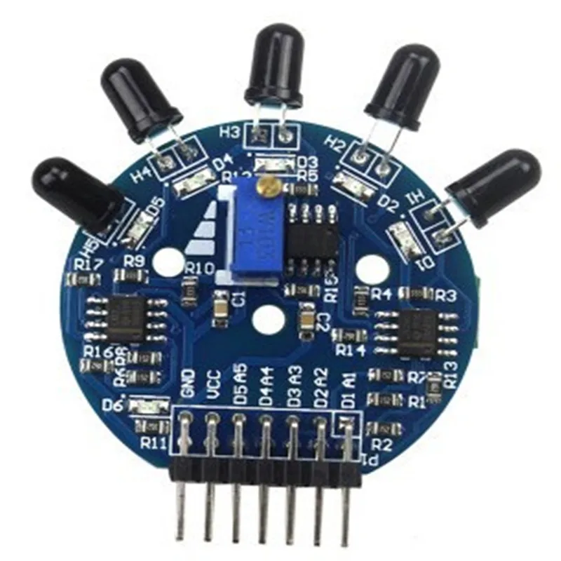 

Five-way flame sensor module analog and digital dual output fire extinguishing robot
