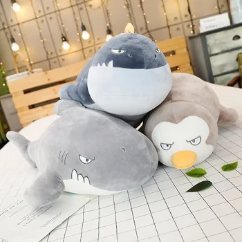 

Cartoon Sea Animal Plush Toy Cotton Stuffed Animal Plush Doll Shark Penguin Seal Oversized Plush Doll Pillow Gift for Kids