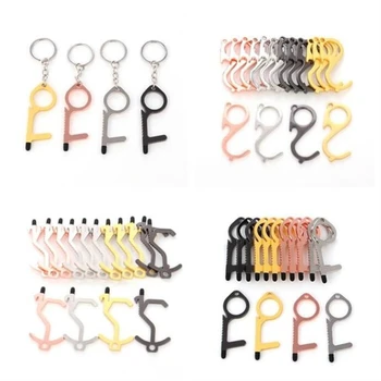 

Portable Door Opener Touch Screen Key Chain Non-contact Press Elevator Tool Hygiene Hand Door Handle Key Metal Party Favor