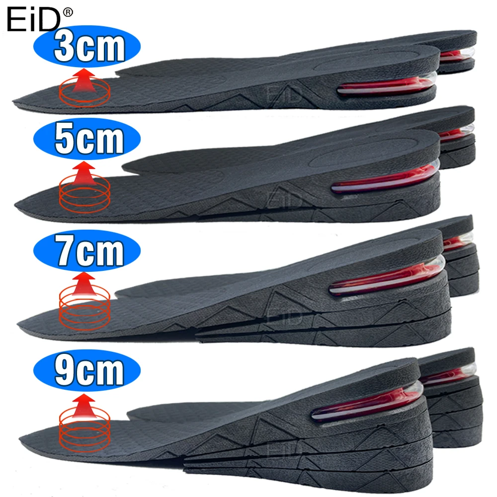 EiD-plantilla para aumento de altura de 3-9cm, cojín, elevador de altura, corte ajustable, inserción de talón de zapato, Taller, amortiguador, soporte, almohadilla de pie absorbente