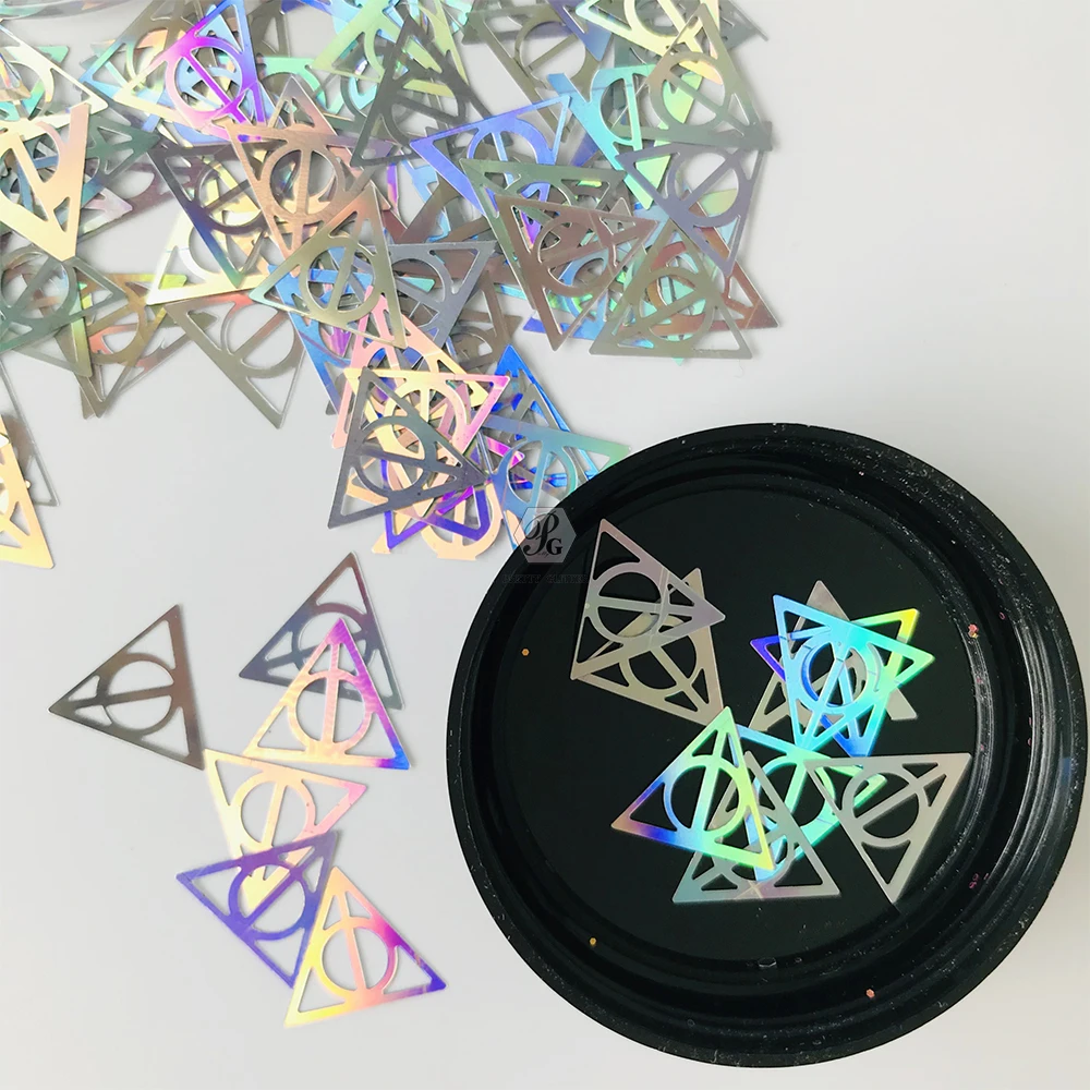 Nail Decoration Glitter 1 Box Potter and the Deathly Hallow Shape Hollow Triangles Holographic Sequins For DIY Art Craft