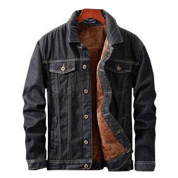 

2020 Spring Autumn Fashion Casual Fleece Denim Jackets Men Warm Thick Wool Liner Jeans Coats Jacket Male Outerwear Cotton HX267