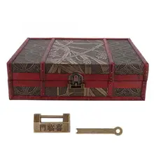 Винтажный Стильный чехол для хранения с деревянным ожерельем, коробка для украшений с замком, органайзер для хранения, чехол для хранения, подарочная коробка