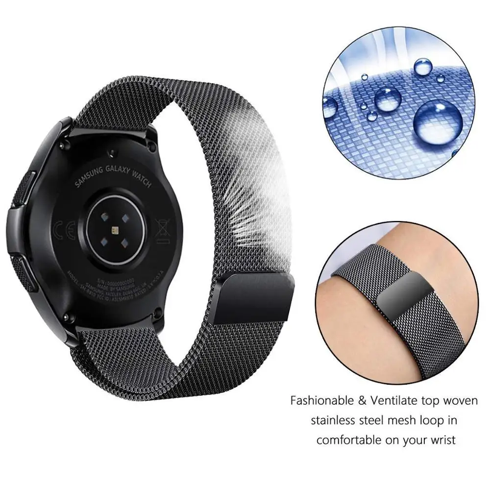 Huawei watch GT 2 ремешок для samsung Galaxy watch 46 мм/42 мм/Active 2 band gear S3 Frontier нержавеющая сталь Миланская петля браслет