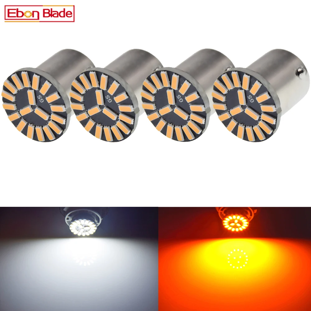 2/4 Pcs 1156 Ba15s Bau15s Led Car Signal Lights White Amber Orange P21w