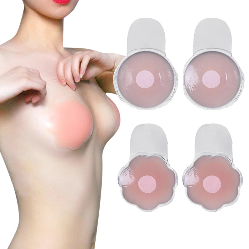 

1 Pair Reusable Self-Adhesive Silicone Instant Lift Up Tape Invisible Breast Flower Nipple Cover Bra Pad for Party Dress