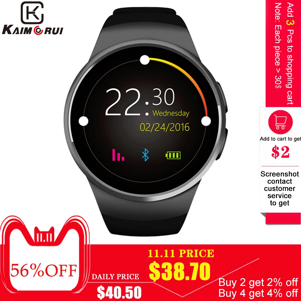 Billig Kaimorui Smart Uhr Männer Passometer Monitor Herz Rate Telefon uhr SIM Karte für IOS Android Bluetooth Uhr Smart