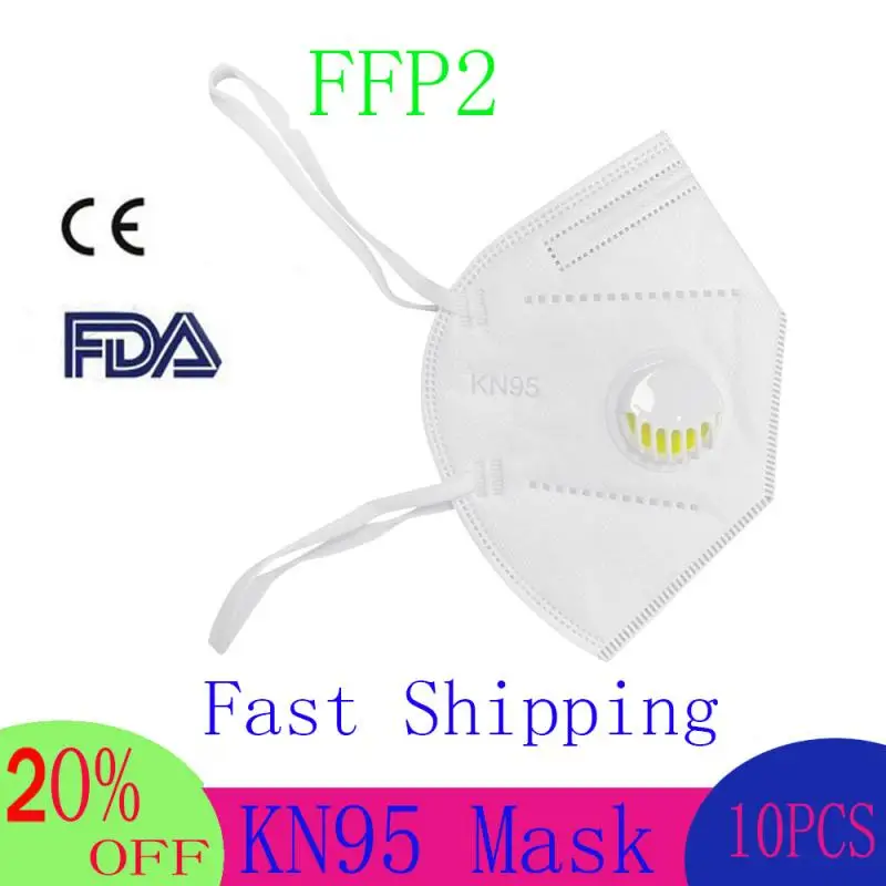 

New FPP2 KN95 Mouth Cover Pm2.5 Dust Masks 6 Layers Filter Reusable Mask - Valved Face Mask N95 Protection Face Mask