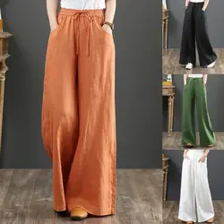 Spring Women New Wide Leg Pants Fashion Casual Solid Color Pants High Waist Pockets Loose Long Trousers Sweatpant Female 2021