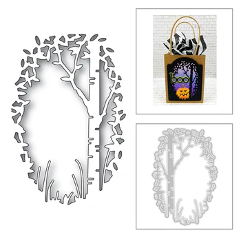 

2020 New Plant Tree Branch and Leaf Background Edge Embossing Metal Cutting Dies For Making Greeting Card Scrapbooking No Stamps