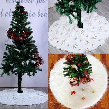 

White Plush Christmas Tree Skirt Aprons Christmas Tree Carpet Christmas Decorations for Home New Year Xmas Decor 31"/36"/48"
