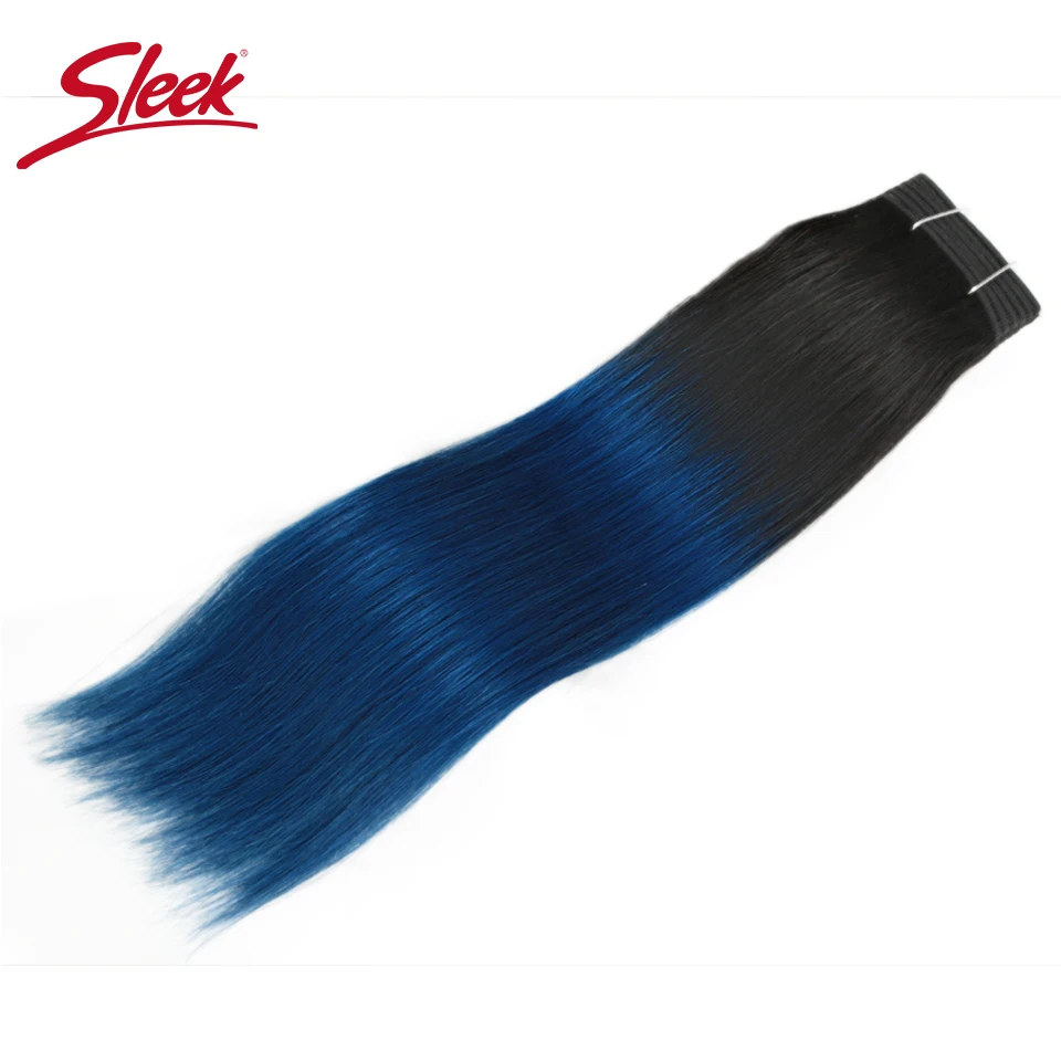 Sleek Double Drawn Remy Peruvian Straight Human Hair Ombre Color 1B/Pink and 1B Purple Blue Blonde 613 Bundles Hair Extension
