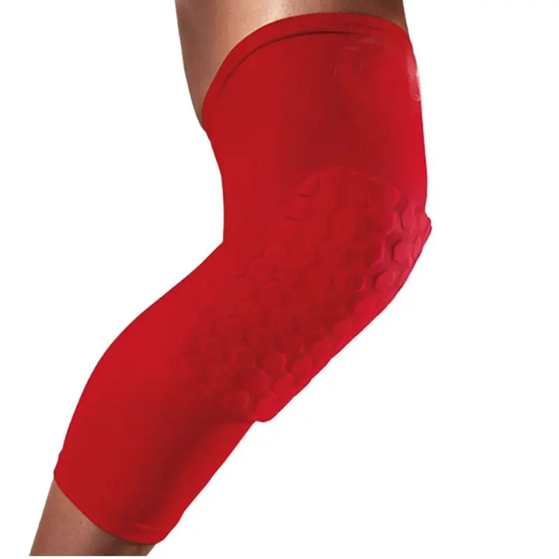 Горячая 1 анти-столкновения ноги покрытия спортивные Леггинсы футбол соты компрессионные ноги рукав - Цвет: RED