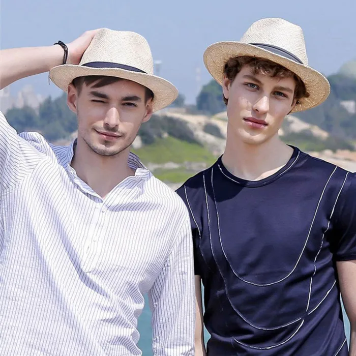 New Men Straw Hat Linen Sun Protective Foldable Breathable Casual Cap for Summer MV66