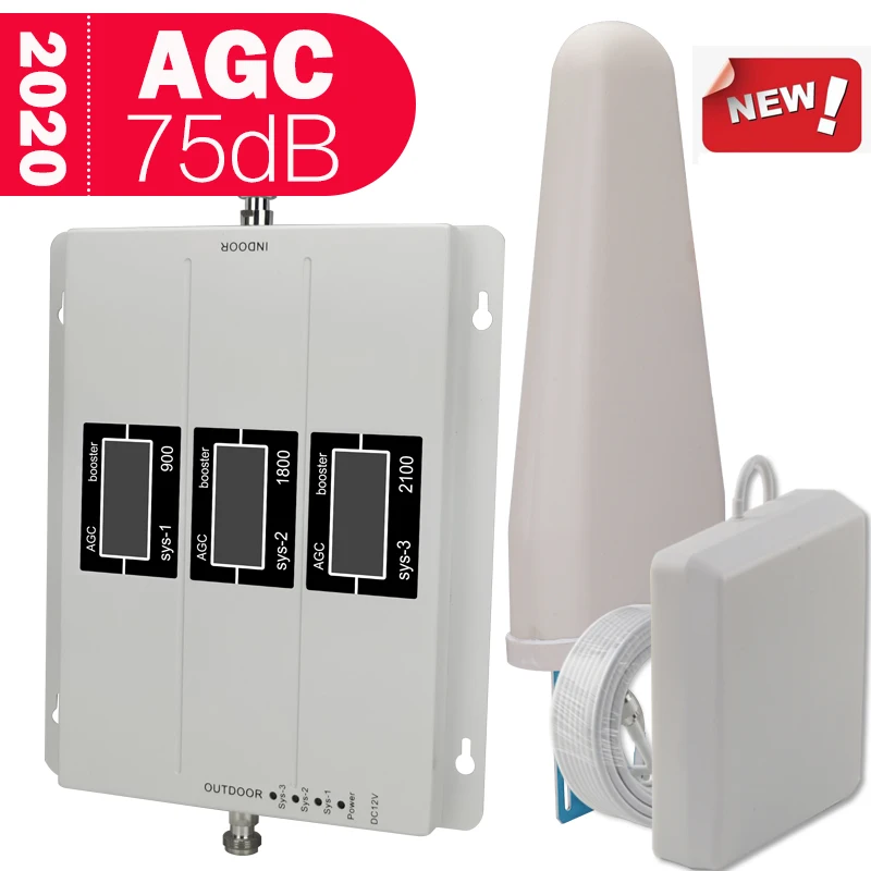 2020 AGC 75dB GSM 2G 3G 4G Cellular Amplifier 4G