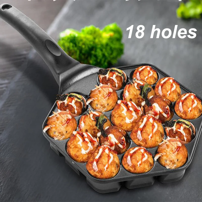 16 Holes Takoyaki Grill Pan Plate Non-Stick Cooking Baking Mold Tool for Octopus Ball 4 Baking Needles for Free 