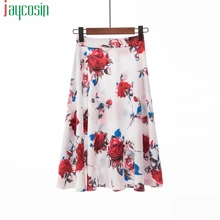 Летняя Длинная женская юбка, свободная, высокая талия, цветочный принт, Пляжная повседневная юбка размера плюс, дышащая модная женская юбка
