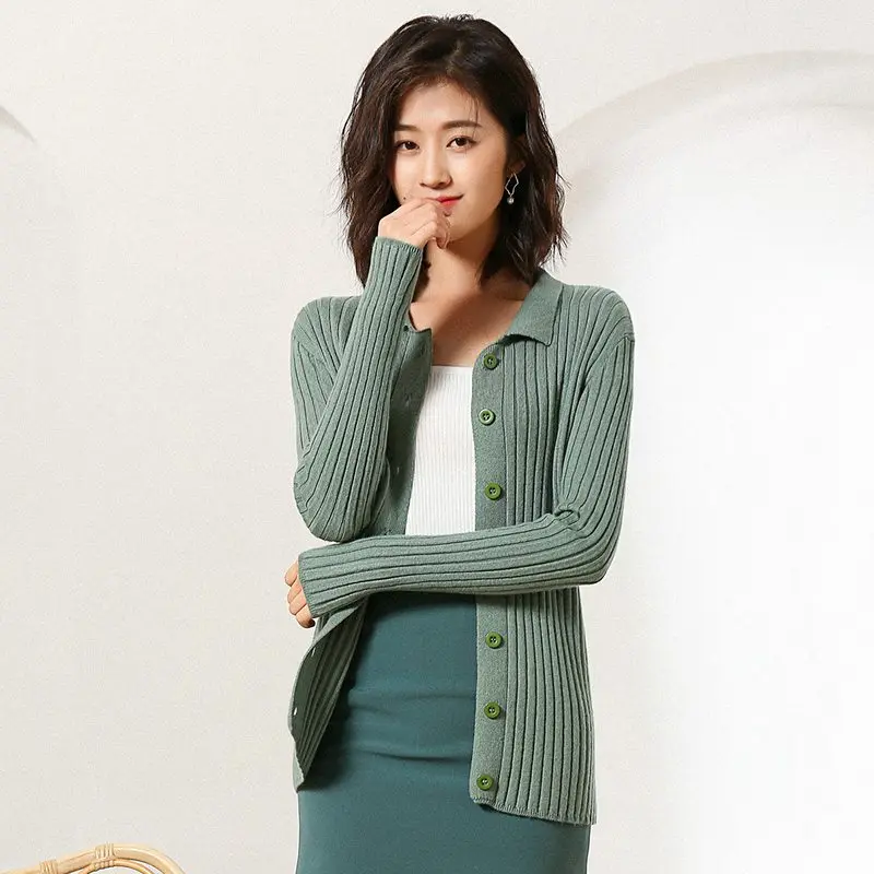 

BELIARST 2019 Autumn and Winter New Cardigan Women's Round Neck Sweater Slim Draws Thin Knit Bottoming Sweater Wild Cardigan