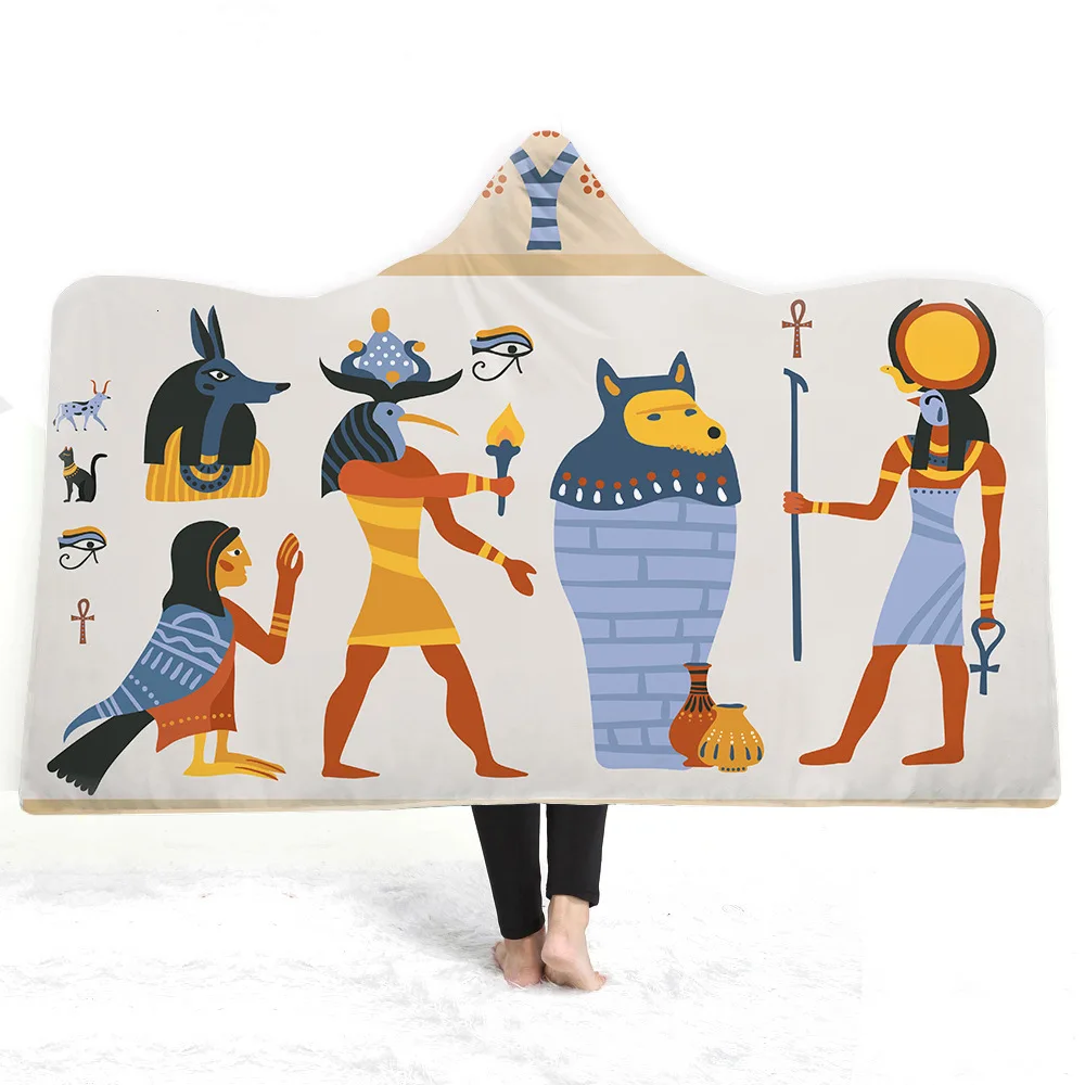 

India Style Hooded Blanket 3D Printed Plush For Adults Kids Soft Sherpa Fleece Blanket Wearable Throw Blanket For Home Travel